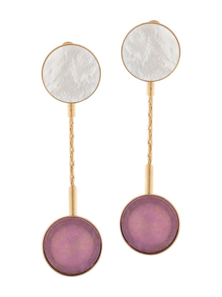 Crystalline Stone-embellished Drop Earrings - Purple