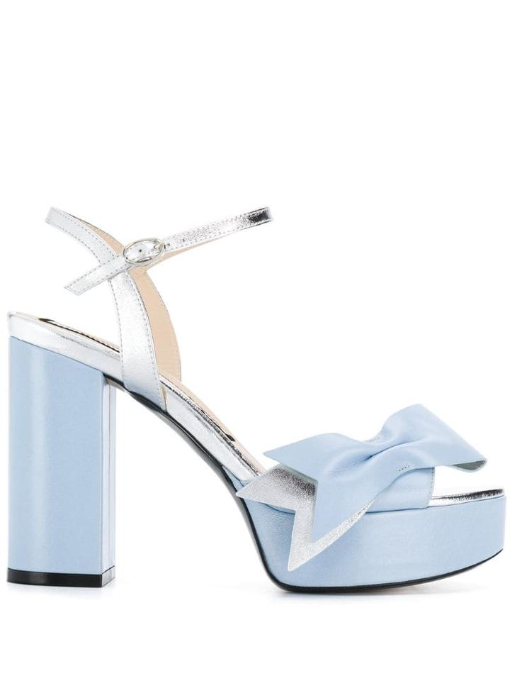 Nº21 Bow Detail Platform Sandals - Blue