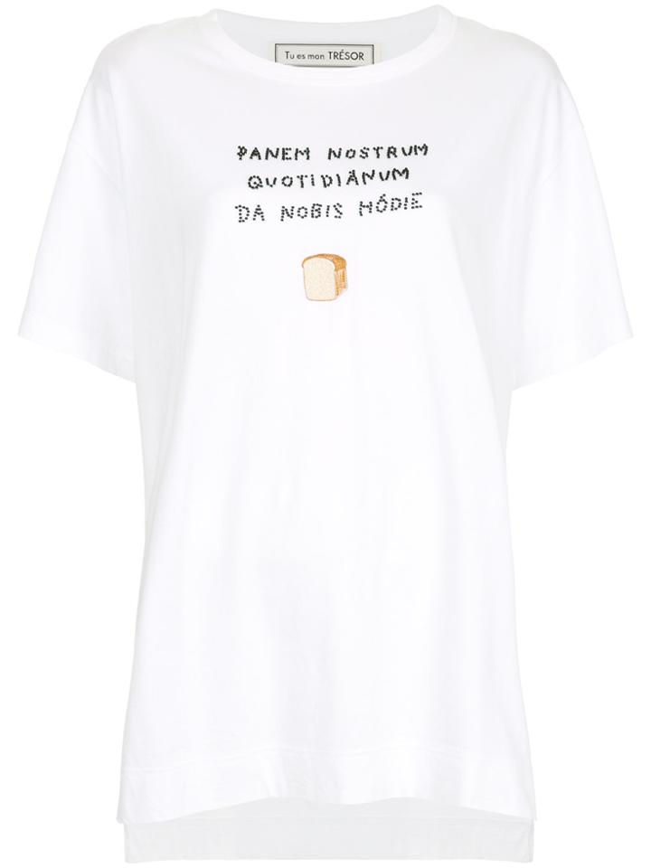 Tu Es Mon Trésor Bead Embroidered T-shirt - White