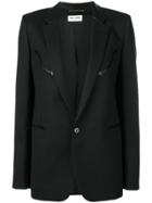Saint Laurent Leather Detail Blazer - Black