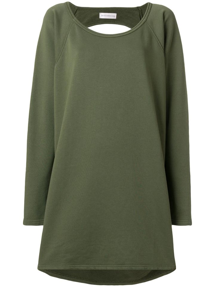 Faith Connexion Draped Backless Sweatshirt Dress - Green