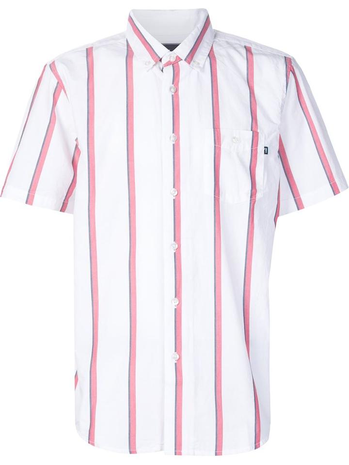 Obey Shortsleeved Striped Shirt, Men's, Size: Medium, White, Cotton