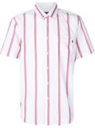 Obey Shortsleeved Striped Shirt, Men's, Size: Medium, White, Cotton