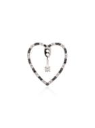 Yvonne Léon Black And Silver Heart 18kt White Gold Diamond Earring -