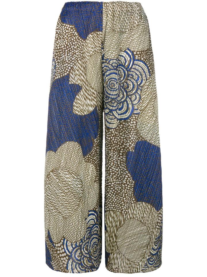 Pleats Please By Issey Miyake Floral Printed Cropped Trousers - Nude &