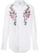 Alexander Mcqueen Embroidered Rose Shirt - White