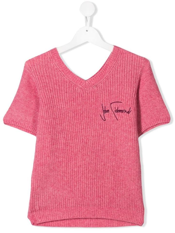 John Richmond Junior Teen Logo Embroidered Top - Pink