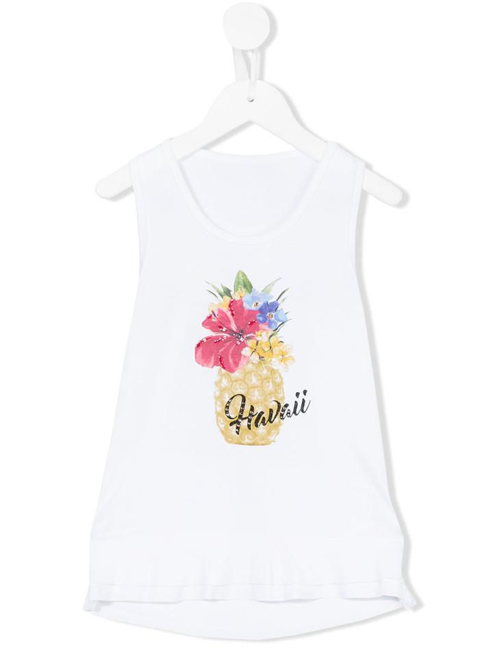 Lapin House - Pineapple Print Tank - Kids - Acrylic/spandex/elastane/viscose - 10 Yrs, Girl's, White