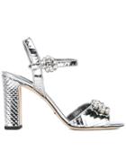 Dolce & Gabbana Mirrored Embellished Sandals - Metallic