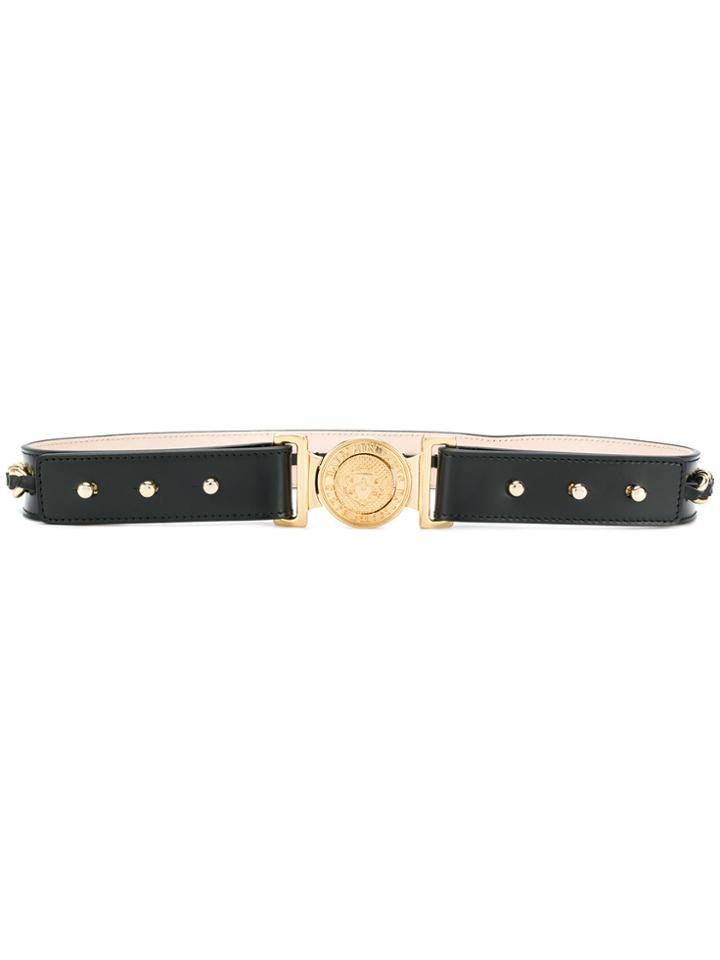 Balmain Embossed Studded Belt - Black