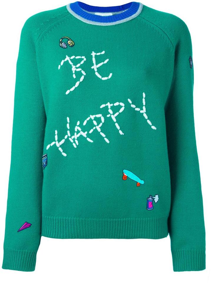 Mira Mikati 'be Happy' Jumper, Women's, Size: 40, Green, Merino