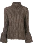 Eleventy Bell Sleeves Knitted Jumper - Brown