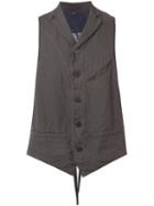 Ziggy Chen Buttoned Waistcoat, Men's, Size: 50, Brown, Cotton/linen/flax