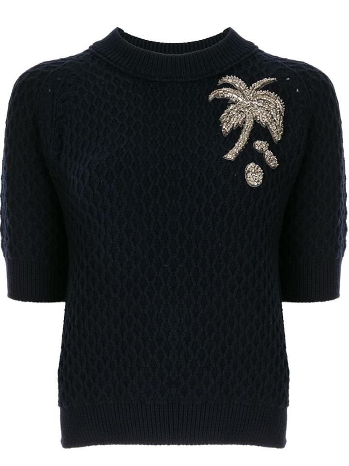 Dice Kayek Palm Tree Embellished Jumper - Blue