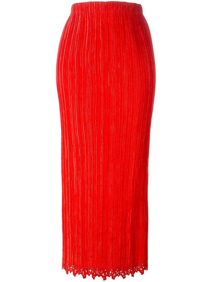 Issey Miyake Vintage Pleated Skirt - Red