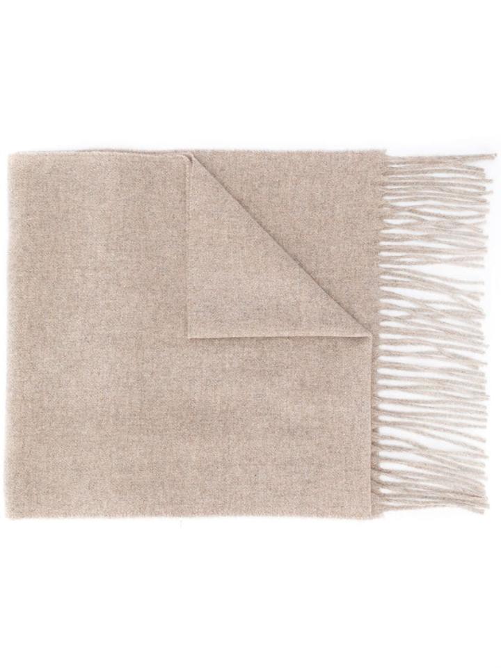 Moschino Logo-print Fringed Scarf - Neutrals