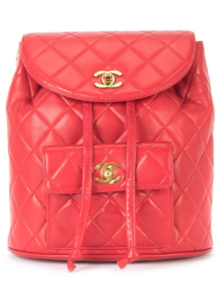 Chanel Vintage Quilted Chain Backpack - Red