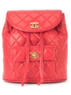 Chanel Vintage Quilted Chain Backpack - Red