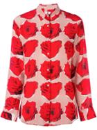 Ps By Paul Smith 'rose' Print Longsleeved Shirt, Women's, Size: 44, Red, Silk