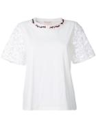 Giambattista Valli Embroidered Trim T-shirt, Women's, Size: 42, Yellow/orange, Cotton