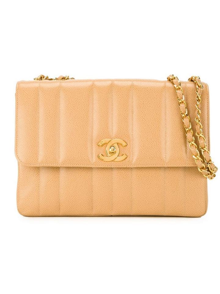 Chanel Pre-owned Stripe Quilt Shoulder Bag - Neutrals