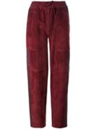 Joseph Relaxed Fit Straight Trousers, Women's, Size: 40, Red, Lamb Skin