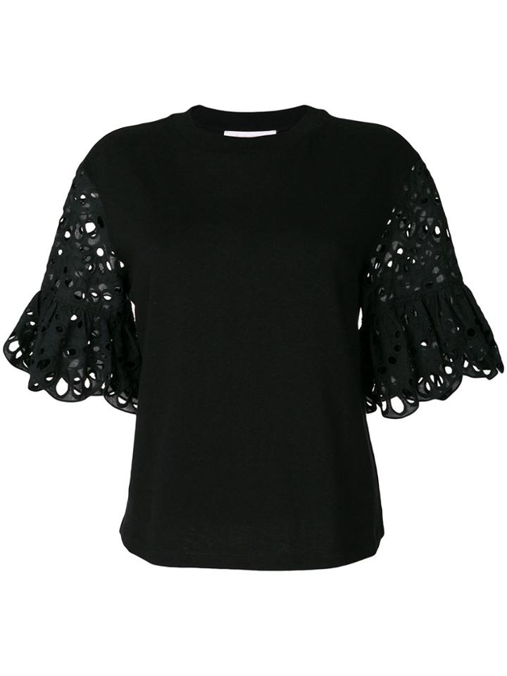 See By Chloé Lace-sleeved T-shirt - Black