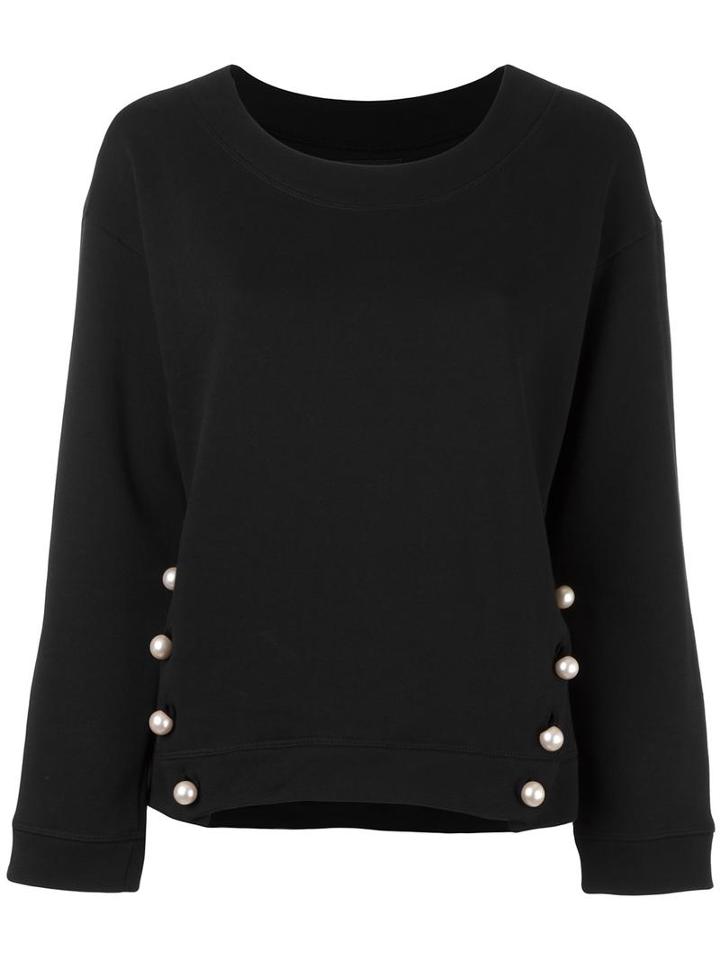 Boutique Moschino Buttoned Boat Neck Sweatshirt, Women's, Size: 42, Black, Cotton