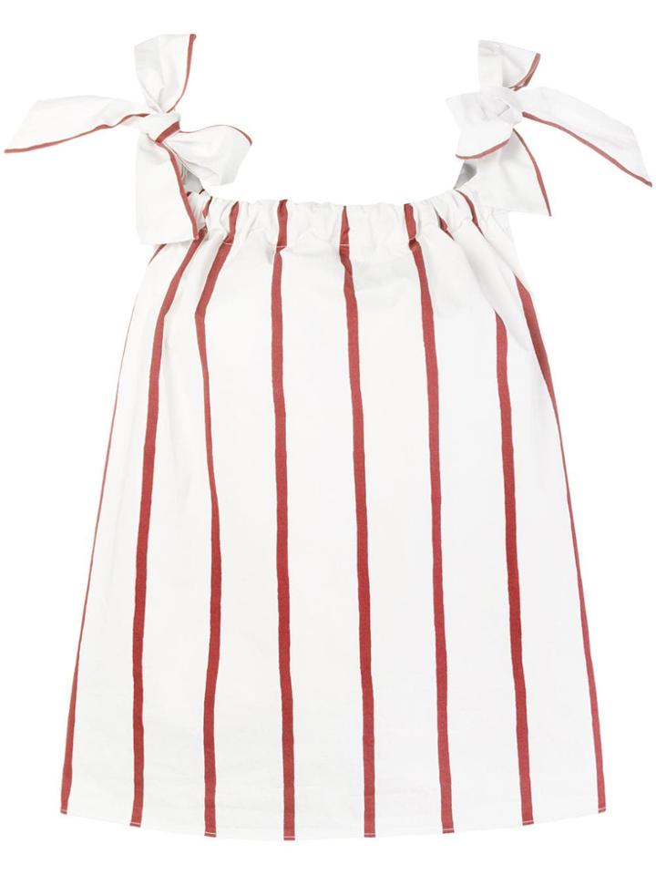 Mih Jeans Tie Neck Ruched Tank Top - White