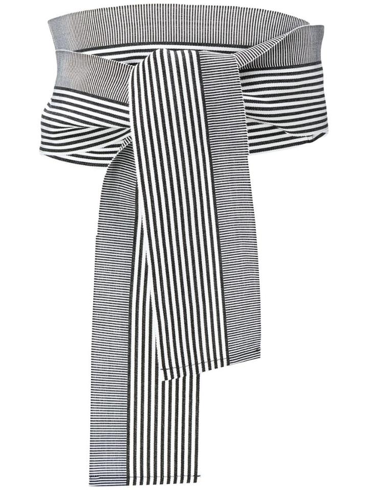 Sara Roka Striped Tie Belt - Blue
