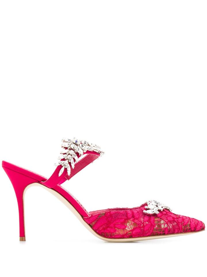 Manolo Blahnik Lurum Lace Pumps - Pink
