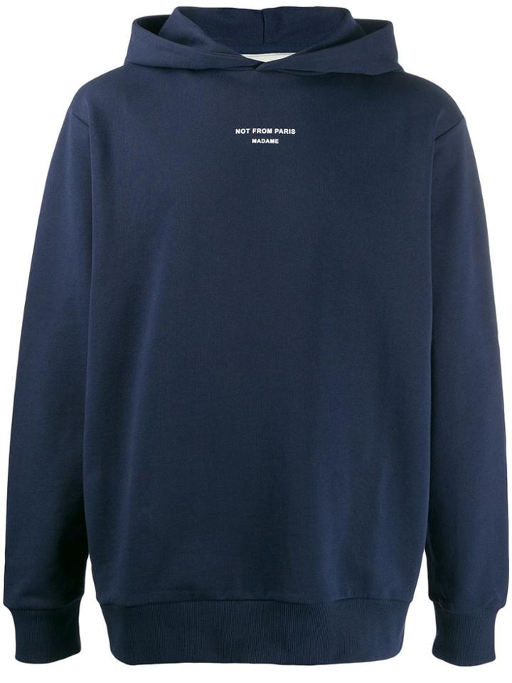 Drôle De Monsieur Not From Paris Madame Printed Hoodie - Blue
