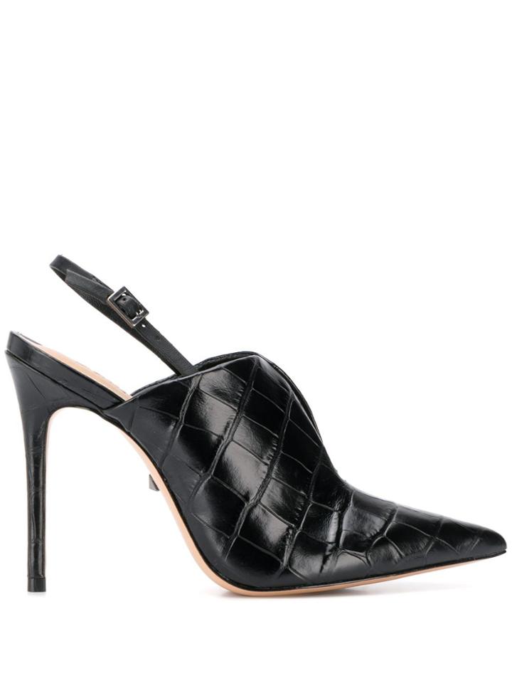 Schutz Croc-effect Sabot Pumps - Black