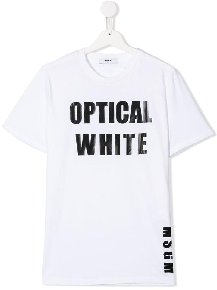 Msgm Kids 'optical White' T-shirt