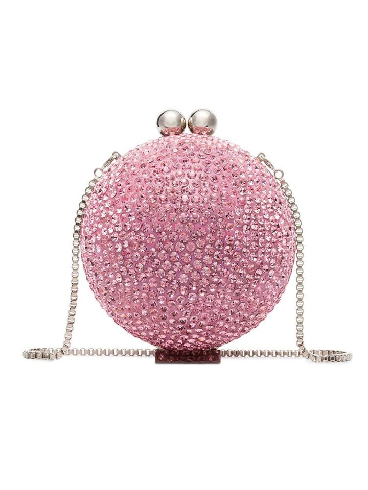 Marzook Crystal Embellished Sphere Clutch - Black