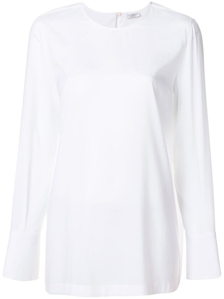 Brunello Cucinelli - Wide Cuff Blouse - Women - Silk/spandex/elastane - Xl, White, Silk/spandex/elastane