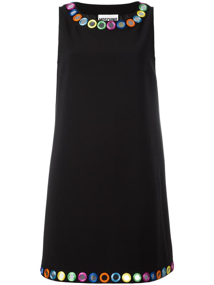 Moschino Mirror Embroidered Shift Dress, Women's, Size: 44, Black, Triacetate/polyester/acetate/rayon