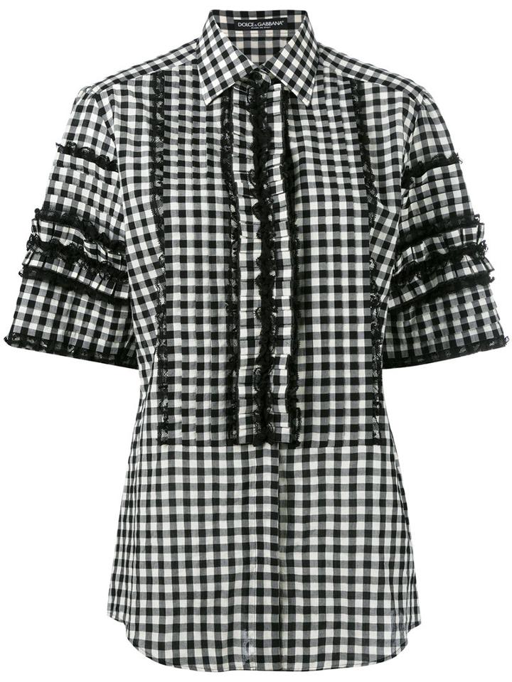 Dolce & Gabbana - Short Sleeved Checked Shirt - Women - Cotton/linen/flax/polyamide - 40, Black, Cotton/linen/flax/polyamide