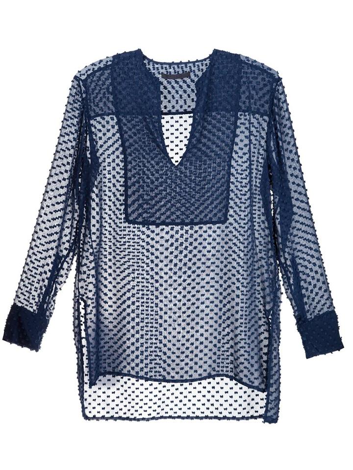 Jenni Kayne V-neck Textured Blouse, Women's, Size: Xs, Blue, Silk