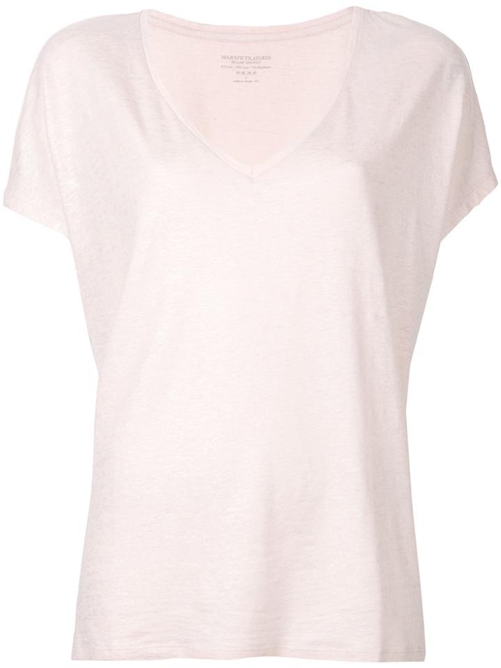 Majestic Filatures Plunge Neck T-shirt - Pink & Purple