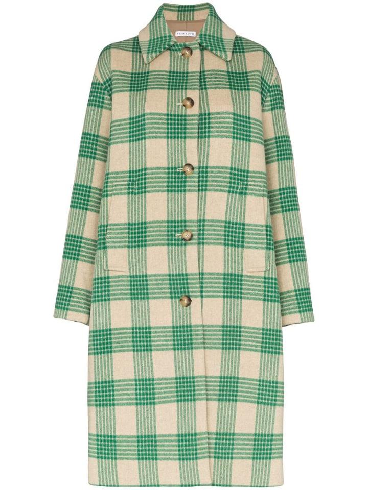 Rejina Pyo Checked Oversized Coat - Green