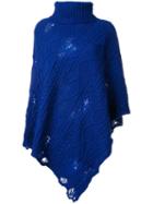 Miharayasuhiro Cable Knit Poncho, Women's, Size: 40, Blue, Acrylic/wool