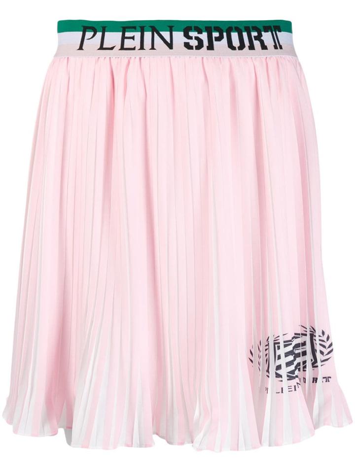 Plein Sport Logo Waistband Pleated Skirt - Pink