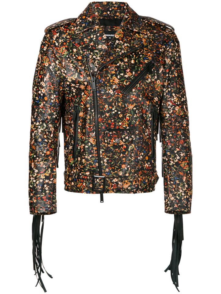 Dsquared2 Micro Floral Moto Jacket - Multicolour