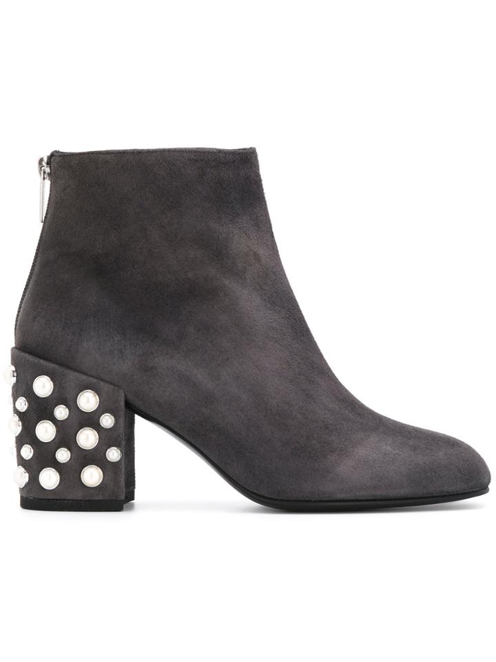 Stuart Weitzman Pearl Embellished Boots - Grey
