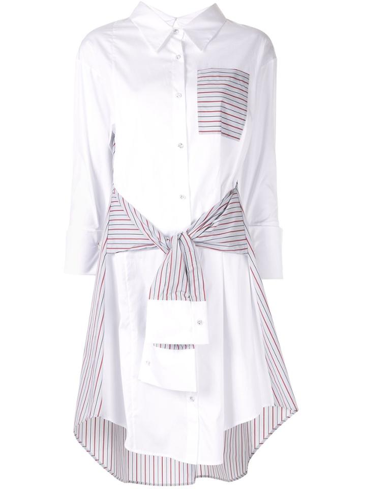 Portspure Sleeve-tie Shirt Dress - White
