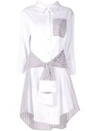 Portspure Sleeve-tie Shirt Dress - White