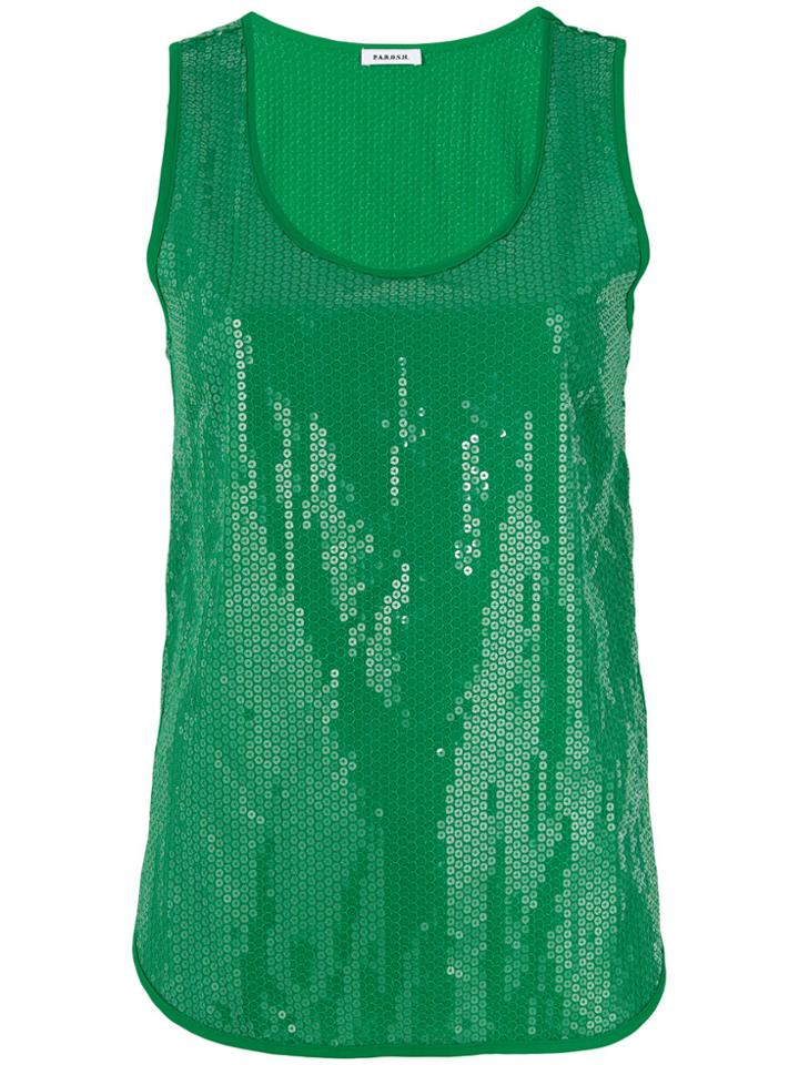 P.a.r.o.s.h. Paillette Sleeveless Tank Top - Green