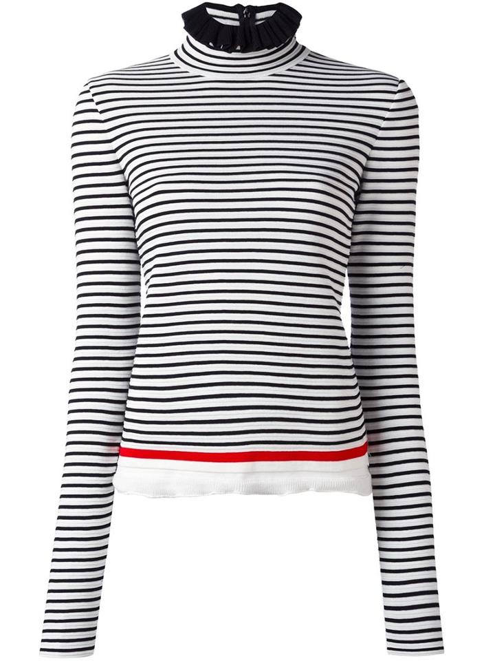 Msgm Striped Mock Neck Sweater, Women's, Size: Medium, Black, Cotton/viscose
