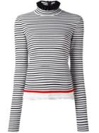 Msgm Striped Mock Neck Sweater, Women's, Size: Medium, Black, Cotton/viscose